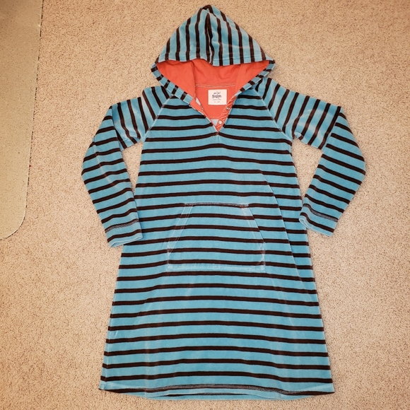 Mini Boden Other - Mini Boden Striped Velour Hooded Dress